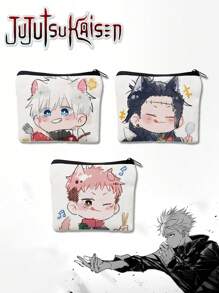 Jujutsu Kaisen 1 pieza Billetera miniatura personalizada con diseño de personaje de anime Gojo, bolsa para cambio de patrón de dibujos animados linda y de alta belleza para hombres y mujeres, bolsa de almacenamiento para auriculares Bluetooth y artículos de papelería