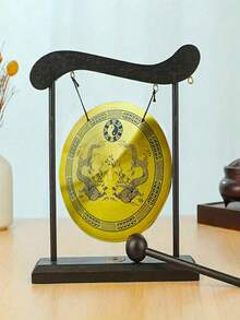 1 件禅意铜风铃桌面装饰，带敲击器的冥想颂钵 - 适用于瑜伽和冥想，家庭办公室声音放松艺术品，黄色 - 桌面锣，用于声音疗愈、放松和瑜伽，共振声音，防锈设计，易于清洁和维护 - 彩色 - 查看 14