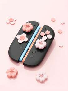 GeekShare Cute Cherry Blossom ABXY Button Caps And Directional Cross Keys Covers Compatible With Nintendo Switch 2/Switch/OLED Joy-Con, Not Compatible With Protective Case