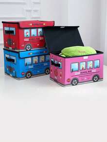 1pc Cartoon Toy Storage Box, Clothing Sorting Box, Car Pattern Cartoon Car Storage Box Can Be Folded Office Dormitory Clothing Storage Box, Waterproof And Moisture-Proof Students' Tools Snack Storage Box, Home Storage Stool Can Be Folded Storage Box ﻿ - Multicolor - View 5