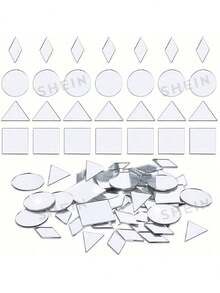 OUTANA 100片工艺镜套装包含三角形、正方形、圆形、水钻形、水滴形、心形等多种形状，可用于家居装饰，适合DIY马赛克创作，可拼贴成壁画、装饰品、房间装饰；也可用于装饰迪斯科球，点亮派对氛围，打造墙面装饰，还可用于厨房、客厅装饰。 - 彩色 - 查看 2