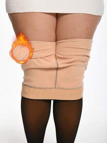 Thick Warm Pantyhose, Stylish Fake Skin Fleece Leggings, High Waisted Design, Women's Pantyhose And Stockings Winter - Màu caramel đen - Xem 2