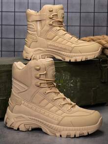 Men's Outdoor Hiking Boots, High-Quality Breathable Training Boots, Desert Hiking Boots, Men's Anti-Slip Lace-Up Thick-Sole Military Boots, Khaki Hiking Trekking Travel Camping Work Boots