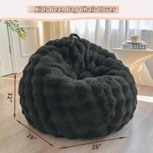 Fluffy Faux Rabbit Fur Bean Bag Chair Cover(No Filler) , Soft Stuffed Fuzzy Animal Storage Bubble Bean Bag Home Decoration, Comfy Shaggy Furry Beanbag Cover Teens Adults, Dark Grey