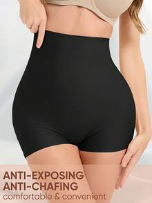 1/2/3Pcs High-Waist Seamless Shaping Shorts For Women - Tummy Control, Butt Lifting, Anti-Chafing Safety Pants, Soft Wear, Plastic Waist, Elegant Design, Lifestyle Apparel, Stylish Shapewear, Snug Fit Shapewear - màu đen - Xem 4