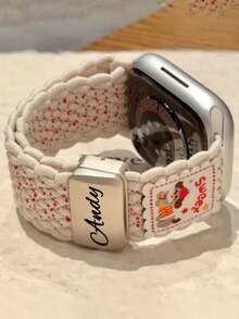 [Customized] Personalized Name Cartoon Cute Puppy Magnetic Knitting Strap Compatible With Apple Watch S1110 9 8 7 6 SE 5 Adjustable Band Compatible With Iwatch 10 42mm 46mm 49mm 45 40 44 Watch Accessories - A - View 6