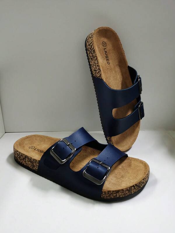 Unisex Fashion Soft Cork Sole Comfortable Slip-On Mule Sandals, Summer Outdoor Beach Walking Slippers, Couples Shoes