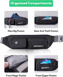 WATERFLY Riñonera Pequeña Running Bolsa de Cintura delgada Resistente al Agua Hombre y Mujer para Deportiva Ciclismo Senderismo Correr Viajar - Burdeos - Ver 5