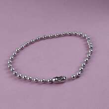 1pc Men's INS Circle Beaded Chain Necklace, Minimalist Necklace For Stylish Young Men - Silver - View 3