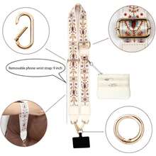 [Stylish Phone Lanyard] Adjustable Polyester Phone Lanyard With Zipper And Buckle | Stylish Crossbody Necklace Strap, Large Universal Shoulder Strap Replacement For Handbags, Wallet Phone Bag - trắng - Xem 3