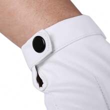 JISEN Men PU Leather Punk Half Finger Snap Performance Gloves - 白色 - 查看 4