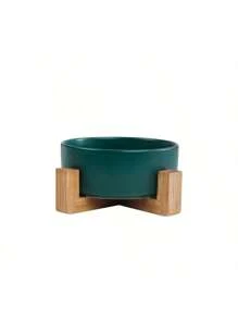 Ceramic Dog Bowl With Wooden Stand, Dog Water Bowl And Food Bowl, Heavy Duty Anti-Slip Pet Comfortable Feeding Bowl With Bamboo Wood Holder - Multicolor - View 15