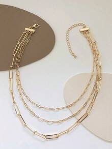 Minimalist Layered Necklace - 黃金 - 查看 6