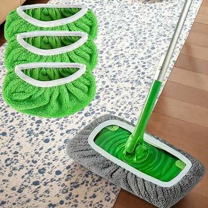 超强吸水可重复使用拖把垫，聚酯纤维清洁布，适用于干湿两用地板清洁，拖把垫易于更换，家用清洁，干湿擦拭 | 连接垫 | 清洁布，地板清洁拖把