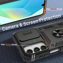 适用于三星 Galaxy A55 A36 A26 A16 A54 A34 A14 A15 A05 5G 手机壳，带滑动摄像头盖和内置 360° 旋转指环支架，磁吸式防震设计，也适用于 Galaxy S25 S24 S23 S22 S21 S20 Plus Ultra FE，国际版，非国内版。 - 黑色 - 查看 6