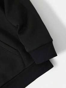 Sudadera con capucha casual y sencilla para hombres con estampado de cruz y cordón, perfecta para volver a la escuela y usar en otoño/invierno, el mejor regalo para tu novio. - Negro - Ver 5