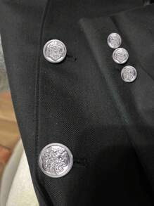 10颗/套金属浮雕圆形纽扣，适用于校园夹克、女装、外套、时尚雕塑感纽扣、上衣、校服、简约手工缝制金属纽扣，英伦风格