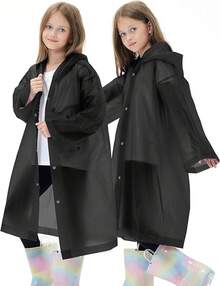 Pack Waterproof Raincoats Reusable,EVA Rain Ponchos Emergency Rain Children, Boys And Girls - Black (2-pack) - View 5