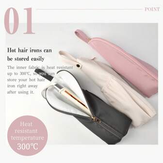 1pc High Temperature Curling Iron Bag, Heat Resistant Styling Tool Storage Bag, Hanging Design For Women Hair Straightener Bag