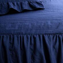 Lush Decor Ruffle Skirt Bedspread 3 Piece Set, Queen, Navy - Blue Queen Bedding - Ruffled Bedspread - Vintage Farmhouse Decor Halloween-Fall Decor-Room Decor - 海軍 - 查看 4