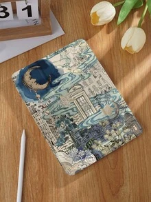 Bao da máy tính bảng tương thích với iPad Air 4/5 10.9 inch, iPad 7/8/9/10.2 inch, Họa tiết ghép ảnh Blues Dreamy City Moon Night, iPad thế hệ 10, Tương thích với Kindle Paperwhite thế hệ 12 năm 2024, Kindle (thế hệ 11) ra mắt năm 2022, Tương thích với Galaxy Tab S6 Lite 10.4 inch, Bao da có chức năng tự động ngủ/thức - Nhiều màu - Xem 3