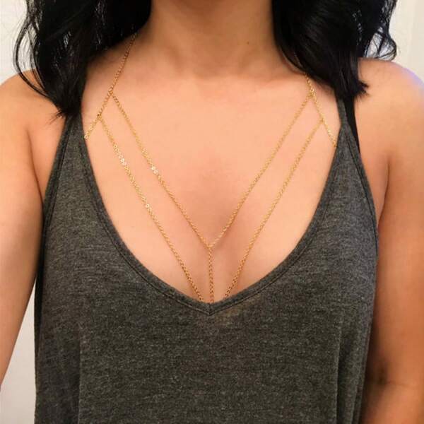 1pc Summer Minimalist Vintage Sexy Chest Chain, Simple Criss-Cross Body Chain, Beach Bikini Waist Chain For Women