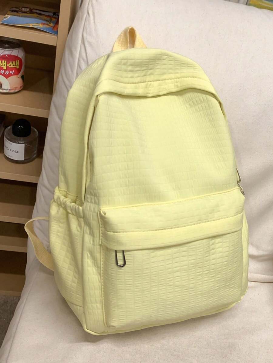 Large Capacity Casual College Style Minimalist Backpack For Women - Yellow - View 1
