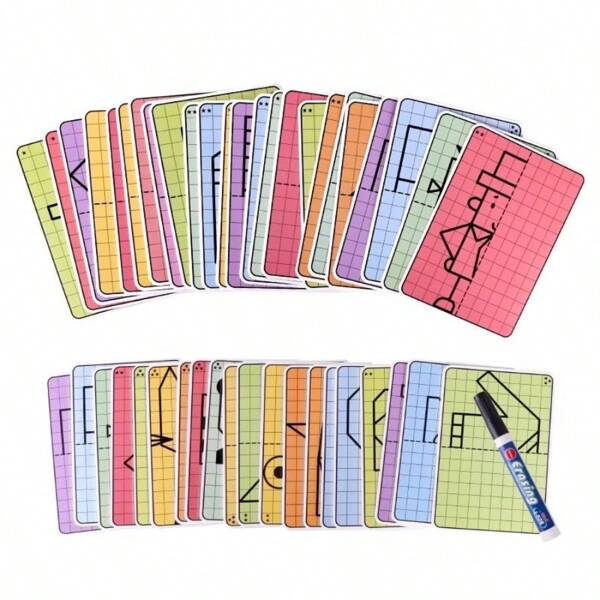 20 dibujos de patrones simétricos con cuadrícula, reutilizables, 10 hojas de cuadrícula doble cara con diferentes patrones en cada lado, juego de dibujo simétrico con cuadrícula borrable, gráficos de dibujo simétrico de cuadrícula con diseños de dibujos animados lindos, perfecto para mejorar la coordinación mano-ojo de los niños, adecuado para el entrenamiento del control del lápiz de los niños, adecuado para usar en el hogar y en la escuela, se puede usar como un regalo escolar, regalo del Día del Niño, adecuado para niños y niñas, de vuelta a la escuela