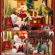 DIY 书角套件，3D 木制书架插入装饰书挡模型套件，DIY 圣诞书角套件微型娃娃屋与青少年装饰物品书架木制家居装饰礼物 - 不含电池和工具