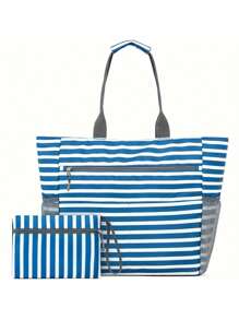 女士沙滩包两件套，大号防水沙滩手提包，拉链沙滩包，防水防沙泳池包，大容量手提健身包，跑步配件运动包，女士运动包，健身运动包，大容量旅行包，男士度假旅行必备耐用瑜伽包 - 彩色 - 查看 10