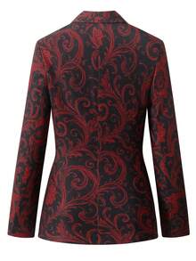 High Quality Elegant Retro Fashion Paisley Pattern Suit Jacket For Women, Satin Stitching Collar, Can Be Worn In All Seasons - Black - View 7