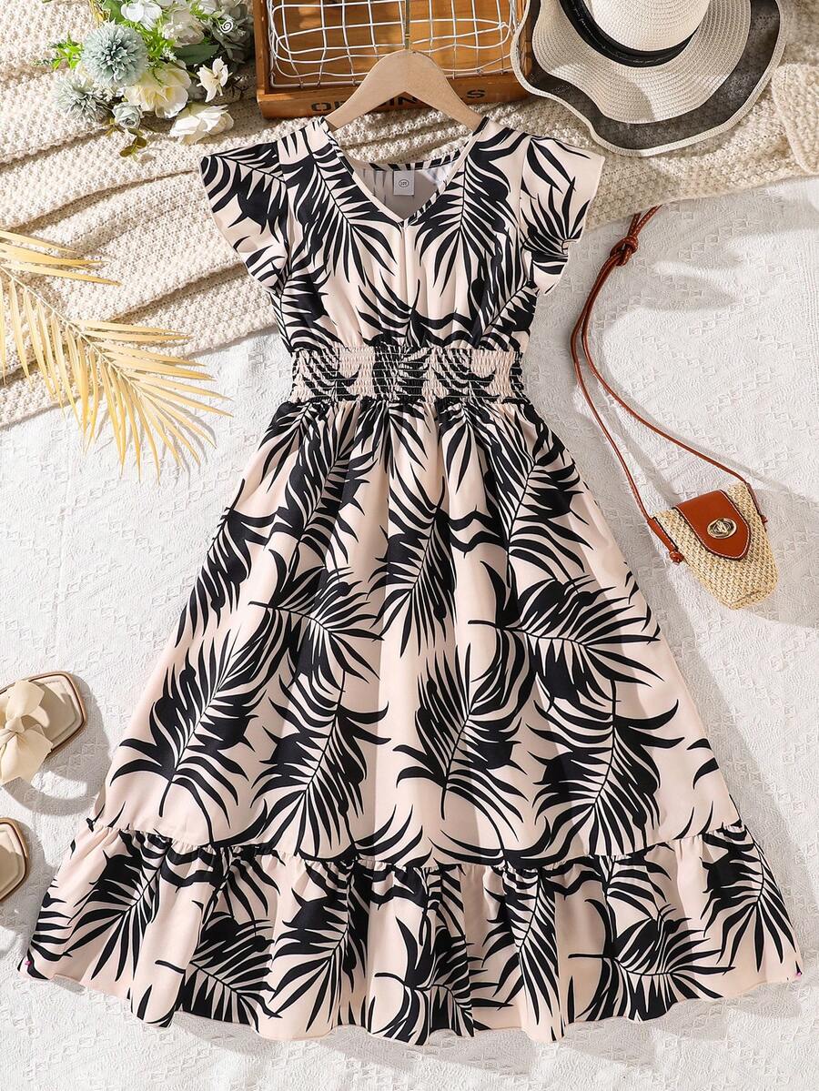 Left Mama Girls Striped Retro Sleeveless Dress, Summer - Black - View 1