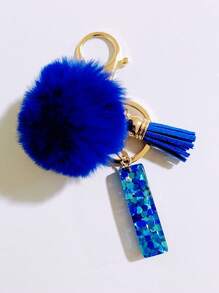 1个字母首字母钥匙扣，可爱毛绒球钥匙圈，可挂在包包、背包、汽车上，是送给女性和女孩的绝佳礼物。这款钥匙扣饰有闪亮的树脂，可用作钱包和手提包的配饰，带有流苏，字母首字母从A到Y。 - 藍色 - 查看 19