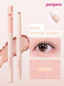 Peripera K-Beauty MOOD IN SHADE 眼影棒，附暈染刷頭，單色眼影筆，可用於眼影、下眼線與眼袋，高光亮澤閃粉提亮筆，柔和自然暈染，輕盈順滑，日常妝容 - #P02 SHINING BUBBLE - 查看 1