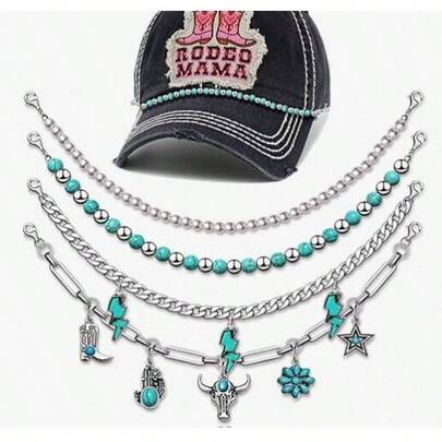 Cross-Border New Summer Bohemian Style Irregular Turquoise Hat Chain Retro  Chain