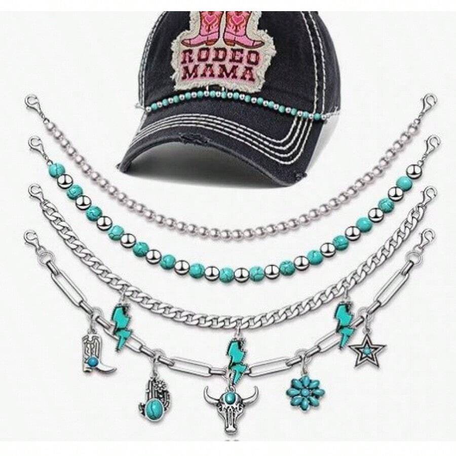Cross-Border New Summer Bohemian Style Irregular Turquoise Hat Chain Retro  Chain - 3035 - View 1