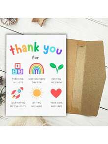 1pc Charming Teacher Thank You Card, Teacher Appreciation Gift: Unique Educator Thank You Card, ...Ladies And Gentlemen - Birthday, Small Business And Special Occasions, Gifts, Graduation, Teacher Appreciation Gifts, Thank You Cards - Multicolor - View 7