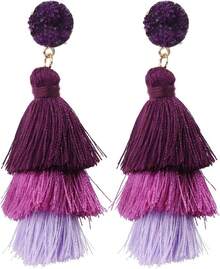Rave Colorful Tassel Earrings Women - Layered Tassle Earrings - Choice Of Color - 綠色 - 查看 9