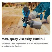 Tilswall färgsprutsystem, färgsprutpistol med 4 munstycken och 3 sprutmönster, 700 ml, justerbart färgflöde, elektrisk sprutpistol för staket, skåp, väggar, tak, möbler - EU C typkontakt (220-240V) - Visa 6