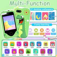 2.8英寸高清触摸屏儿童智能手机玩具，配有可爱恐龙外壳、1080P双摄像头、教育游戏和音乐播放器，是3-12岁男孩女孩的理想礼物（包含32GB SD卡） - 彩色 - 查看 10