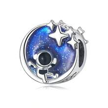 1pc Elegant Blue Series Beaded Heart Pendant, Featuring Underwater World, Outer Space, Floral & Animal, Starfish & Shell Patterns, Suitable For Bracelet Or Necklace Decoration, DIY Jewelry Making, Birthday Or Women's Gift - Blue - View 15