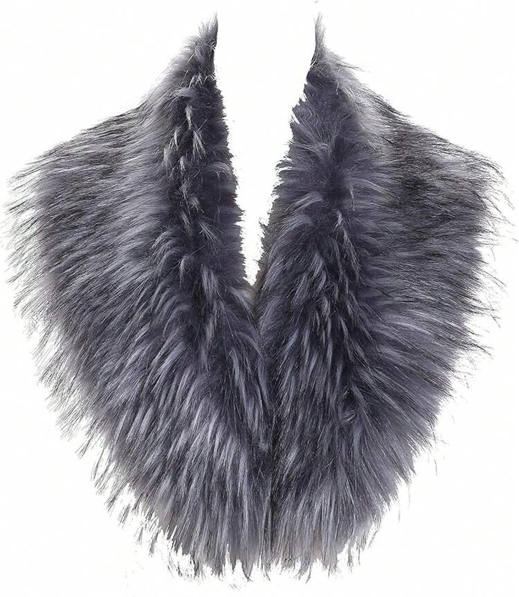 Young Faux Fur Collar Women's Neck Warmer Scarf Wrap - 灰色帶尖頭 - 查看 1