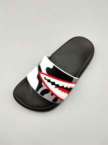 1 双儿童卡通 PVC 防滑平底拖鞋，适合室内/室外、家居、浴室、夏季 - 灰色 - 查看 5