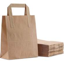 HOT BARGAINS 50 X Brown Paper Bags With Handles | Takeaway Carriers - Brown - View 5