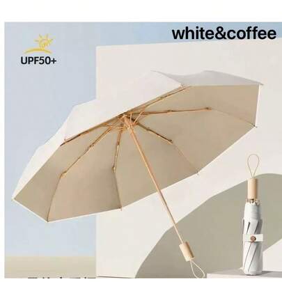 8 骨紧凑型经典折叠雨伞，具有防紫外线、耐用、防风和防水功能，非常适合男女休闲使用、旅行和户外活动，女士雨伞防雨防风