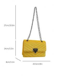 Borsa a spalla elegante di lusso di colore unito, portafoglio vintage con stampa elegante, borsa a tracolla in PU, accessorio quotidiano da donna