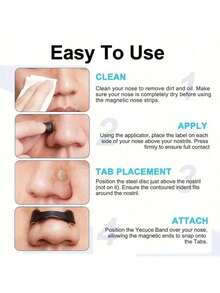 60/10/件磁性鼻呼吸扩张器套装鼻扩张器促进氧气摄入呼吸补充鼻夹鼻贴减少打鼾 - 彩色 - 查看 5