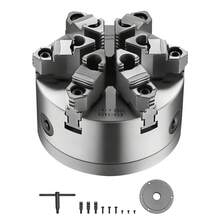 6-Jaw Lathe Chuck, 6 Inch (160 Mm), Self-Centering Chuck With D1-4 Cam Lock Backing Plate, 0.12-5.71 In (3-145 Mm) Clamping Range With T-Wrench Screws, HT300 Material, For Wood Metal Lathe - 銀色 - 查看 8