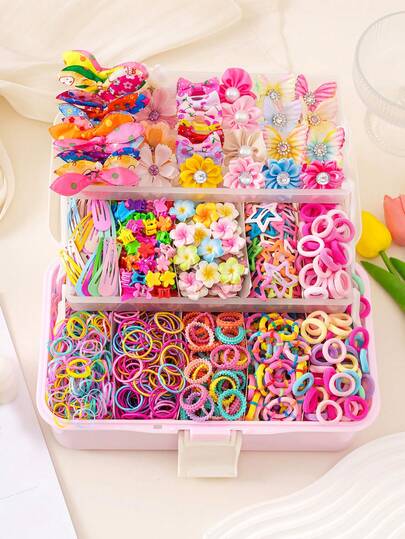 678件/5件套彩色发饰，可爱时尚的花朵蝴蝶结发夹、简约弹力发圈和发带，精致独特的设计 - 色彩鲜艳，趣味十足的发饰，百搭休闲风格，送给女孩的最佳礼物，适合各种场合（OPP袋包装）