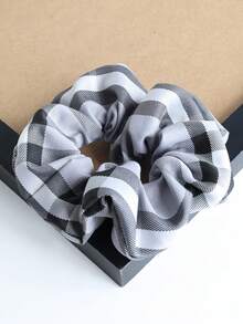 1pc Oversized Plaid Hair Scrunchie, Cute Pig Design Colorful Printed Fabric Hair Tie, Unique Ponytail Holder, Classic Hair Accessory Makeup Home Gym Woman Accessories Head Accessories Elastic Band Beauty Home Hair Accessories - Multicolor - View 15